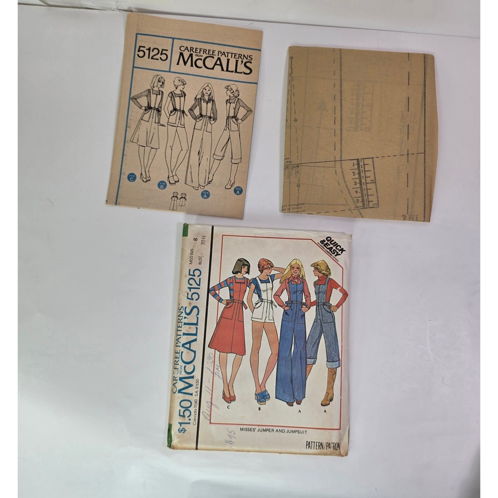 VTG 1976 McCalls 5125 Jumpsuit Jumper Romper Sewing Pattern Size 8 Bust 31.5
